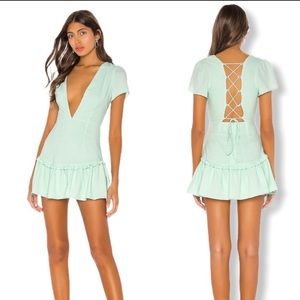Valery Lace Up Dress in Mint